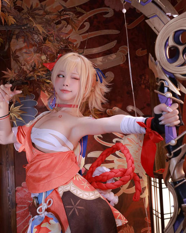 水淼aqua_宵宫cosplay | 水淼aqua在《原神》cos“夏祭女王”宵宫-第3张图片