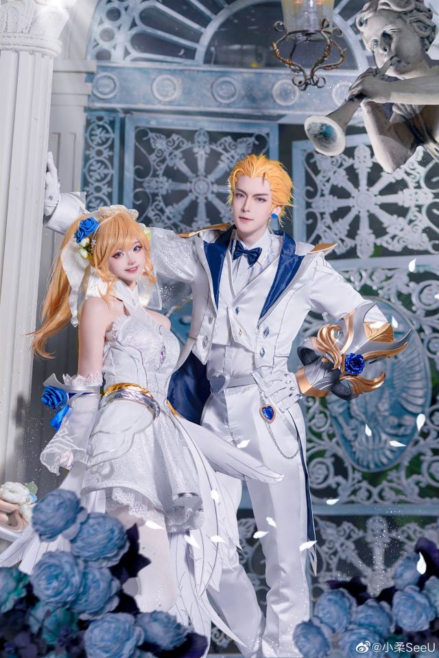 《英雄联盟》：小柔SeeU和W小小白W的“水晶玫瑰”情侣cosplay-第7张图片