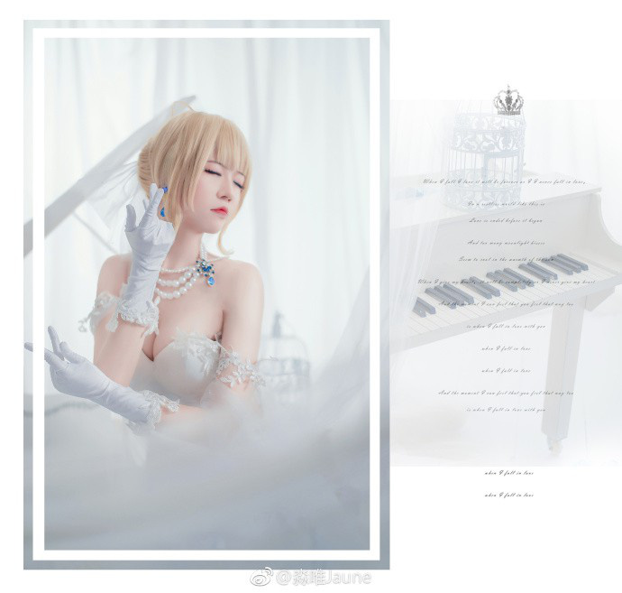 coser@淼唯Jaune在《Fate》化身婚纱版的“Saber Alter”阿尔托利亚(薇淼淼微博)插图