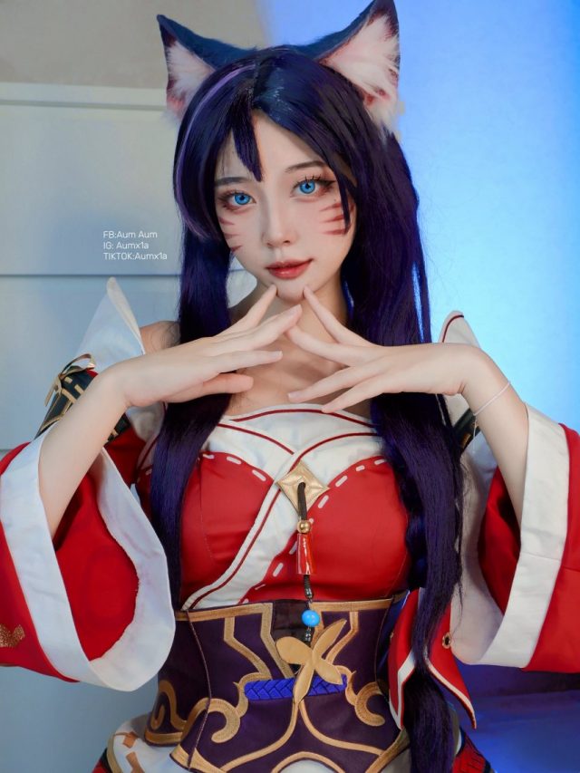 coser AumAum化身《英雄联盟》阿狸，再现九尾妖狐的迷人魅力-第1张图片